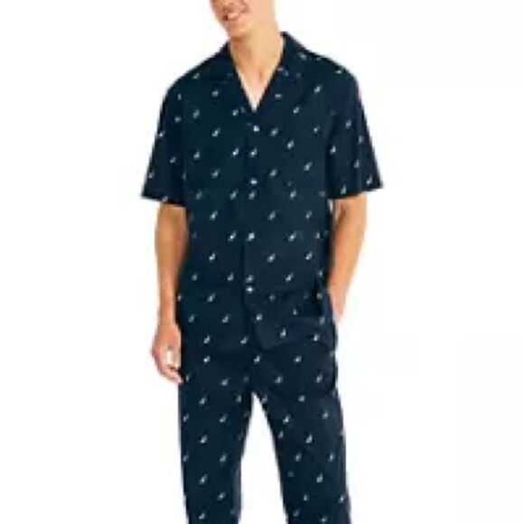 Nautica J Class Printed Cotton Sleep Shirt maritime Navy S NWT IN PACKAGE‎ - Picture 1 of 7